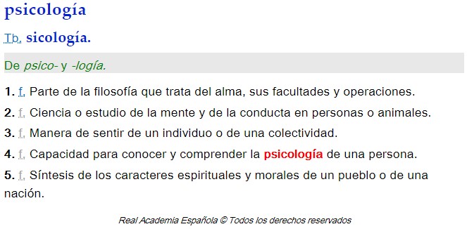 Concepto Psicología RAE