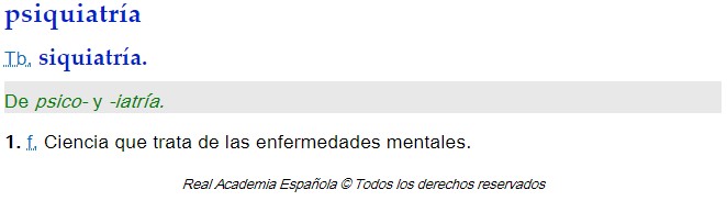 Concepto Psiquiatría RAE