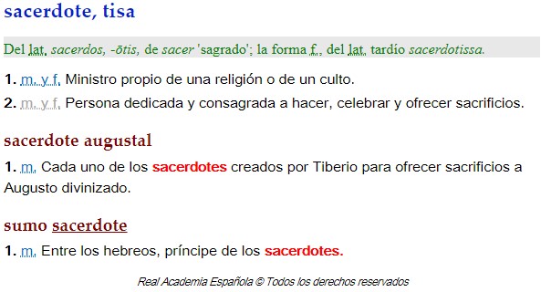 Concepto Sacerdote RAE