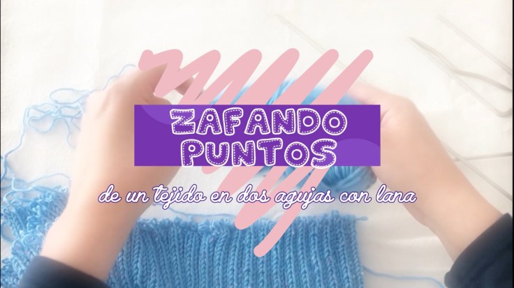 Zafando puntos de un tejido en dos agujas con&nbsp;lana